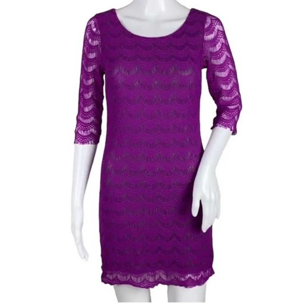 Free People Holly Lace Fuchsia Purple Mini Sheath Dress XS